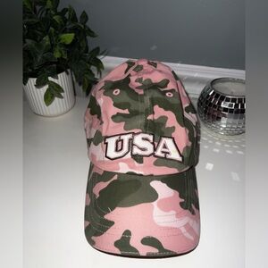 Pink Camouflage USA Hat